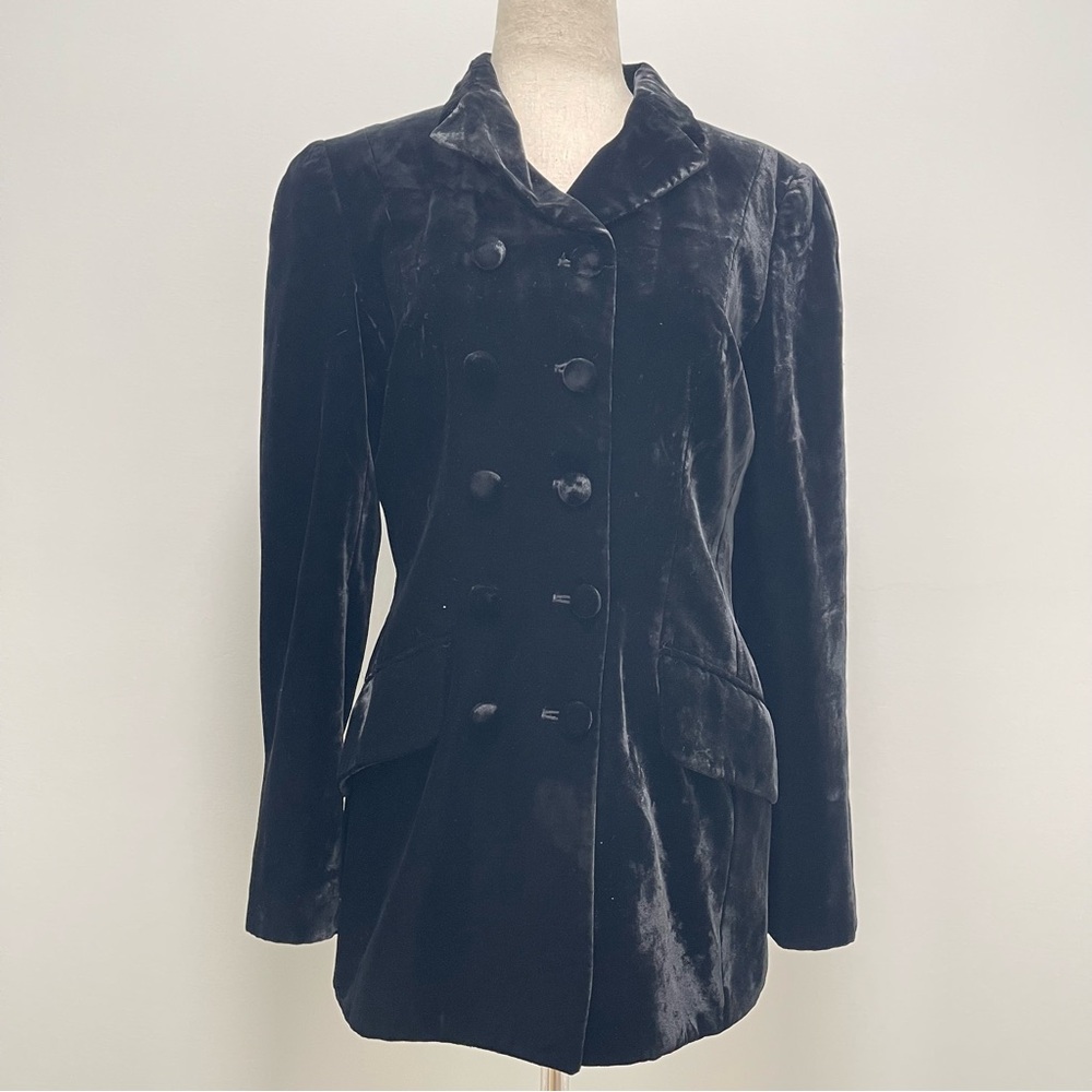 Rena Lange Velvet Black Blazer Size FR 34 US 4 - Picture 2 of 13